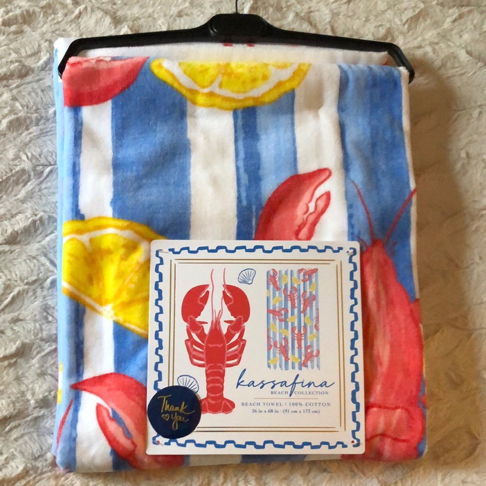 Kassafina Beach Towel - Lobster & Lemon Stripe